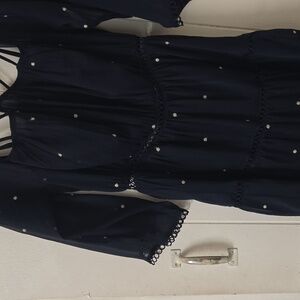 Aqua Midnight Blue Long Sleeve Dress